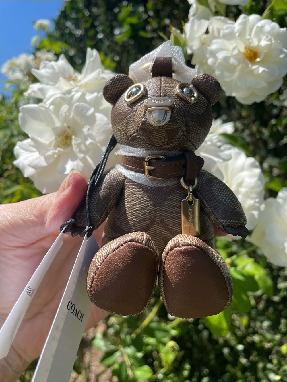 NWT Coach Signature Canvas Collectible Bear Bag Charm CZ195 Sold Out Rare - Picture 4 of 10